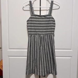 Loft Gray White Striped 100% Cotton Dress XS